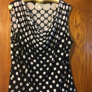 Dressbarn Polka Dot  Cowl Neck Tank